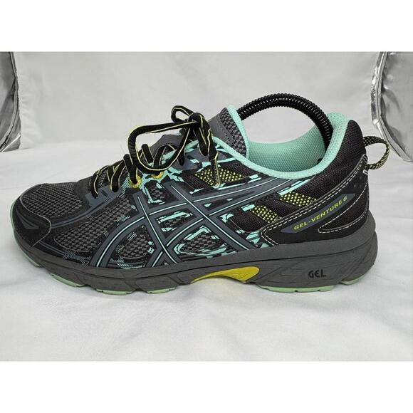 Asics Shoes - ASICS Gel-Venture 6 Trail Hiking Running Shoes Woman 10 Black Gray Teal Blue